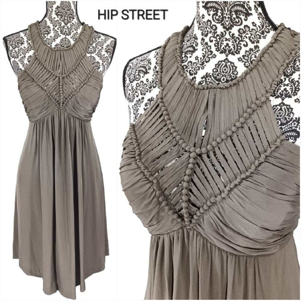 MUSE Dress Silk Halter Empire Waist Goddess Strap & Gather Party 8